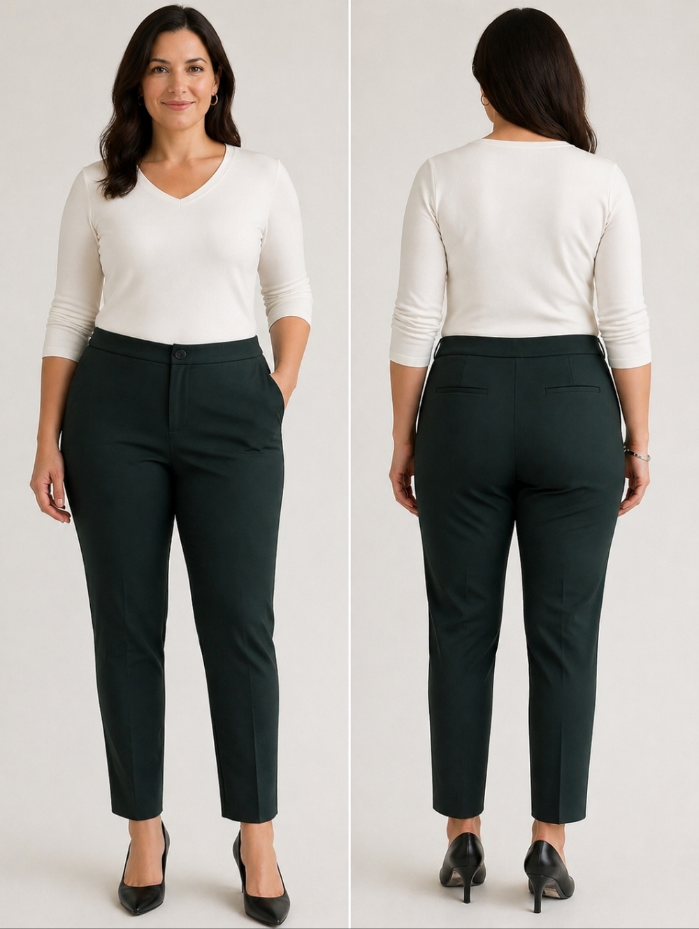 Hilary Radley Dark Green Slim Leg Dress Pants Size 16